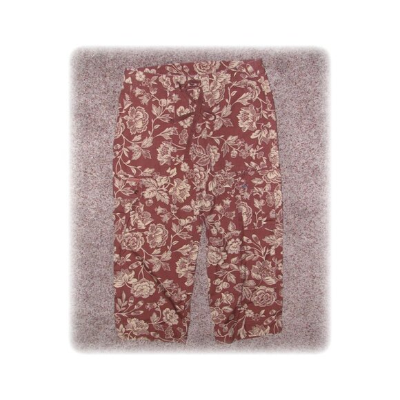 Ralph Lauren Cropped Capri Pant Size 0 Brown Hawaiian Print New Without Tags - Picture 1 of 6